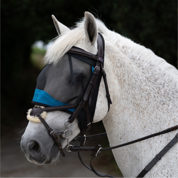 Woof Wear Ride On Fly Mask - Black / Turquoise